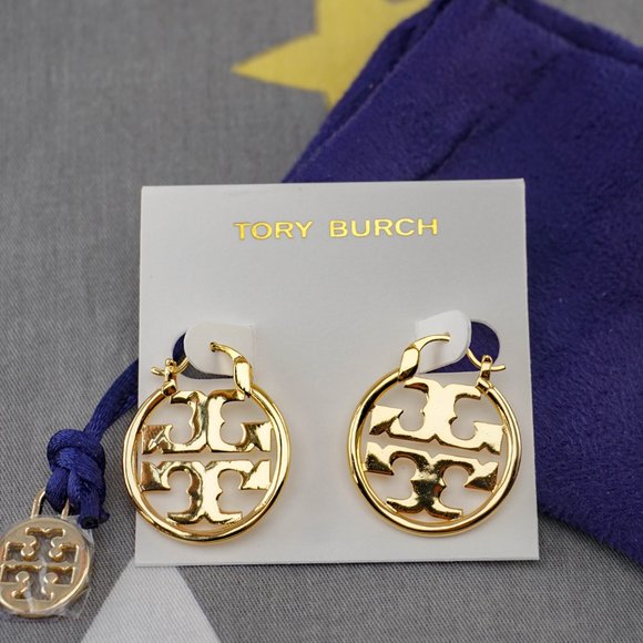 Tory Burch Miller Small Hoop Earrings in Gold (Brand New) - Picture 2 of 3
